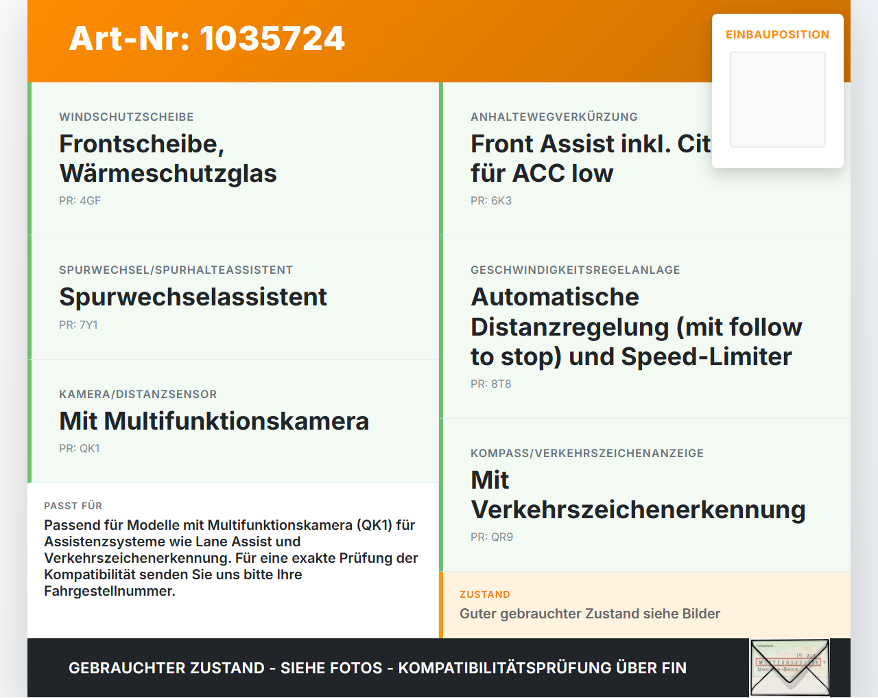 VW Touran II 5T 15-22 2,0 110KW Frontkamera Spurhalteassistent FAS VW Touran II 5T 15-22 11.03.2016 3Q0980654G... Vorschau 3