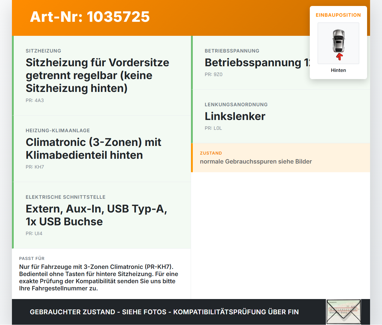 VW Touran II 5T 15-22 Bedienteil Bedienelement Heizung Klimabedienteil Hinten VW Touran II 5T 15-22 11.03.2016... Vorschau 3