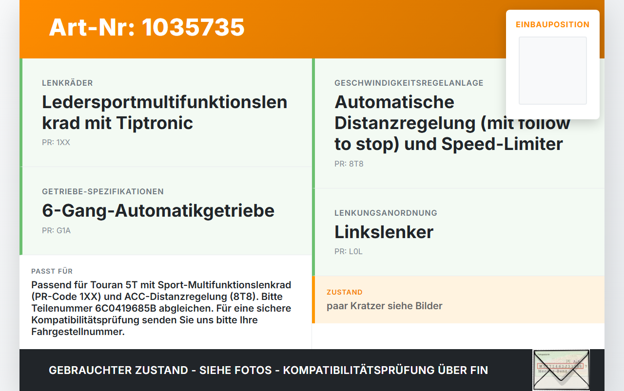 VW Touran II 5T 15-22 Lenkradblende Blende Spange für Lenkrad VW Touran II 5T 15-22 11.03.2016 6C0419685B gebraucht Vorschau 3