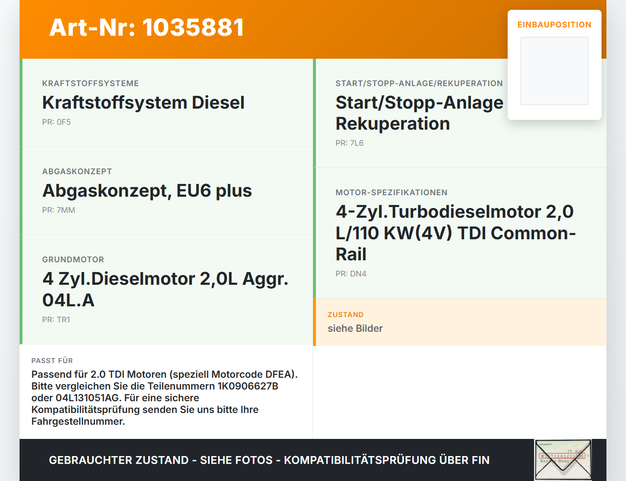 VW Touran II 5T 15-22 2,0 110KW Magnetventil VW Touran II 5T 15-22 11.03.2016 04L131051AG 1K0906627B 4011464A gebraucht Vorschau 3