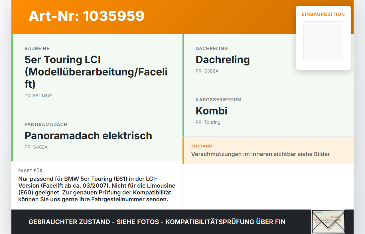 BMW 5er E61 LCI 07-10 Kombi Bremslicht 3. Bremsleuchte für Klappe BMW 5er E61 LCI 07-10 30.06.2009 7145667... Vorschau 3