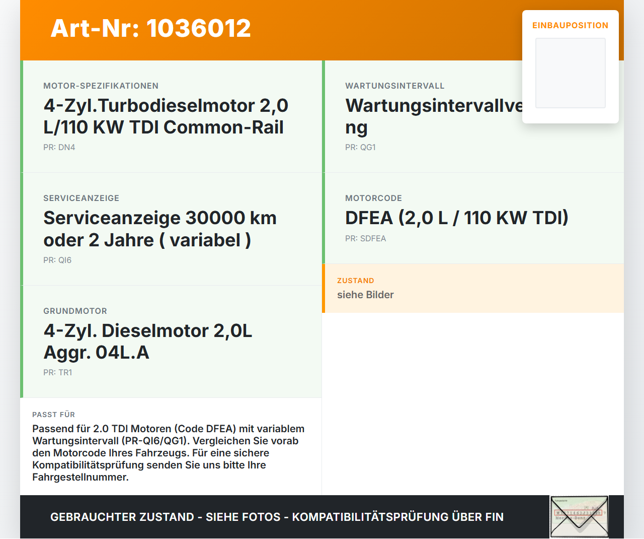 VW Touran II 5T 15-22 2,0 110KW Sensor Ölstandssensor Ölstandgeber VW Touran II 5T 15-22 11.03.2016 04L907660C... Vorschau 3