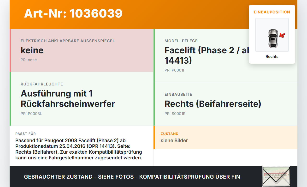 Peugeot 2008 CU 16-19 Rückleuchte Rücklicht Heckleuchte Rechts orig Peugeot 2008 CU 16-19 30.08.2017 9814745980... Vorschau 3