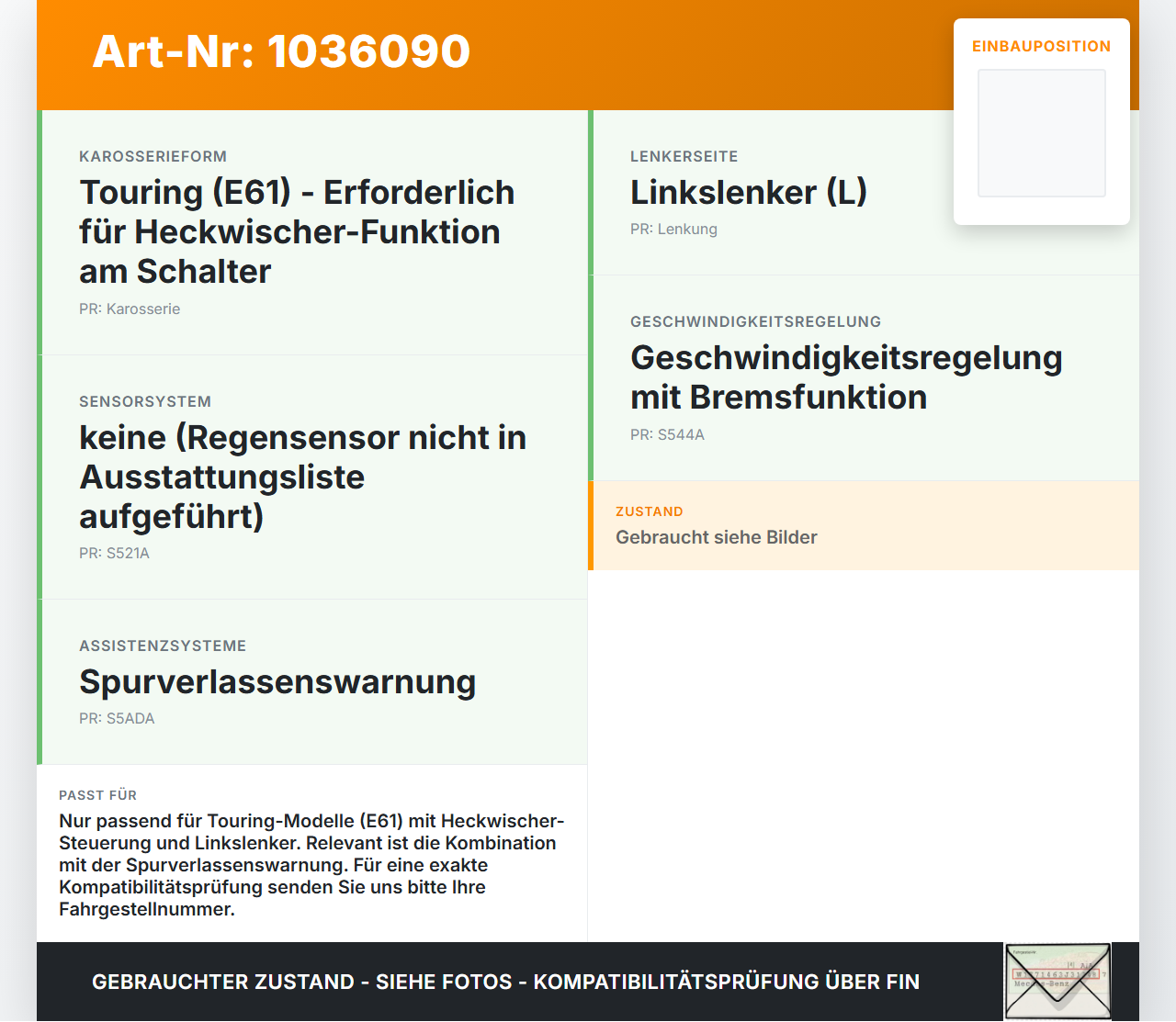 BMW 5er E61 LCI 07-10 Schalter Scheibenwischer Lenkstockschalter Wischerschalter Wischer BMW 5er E61 LCI 07-10... Vorschau 3