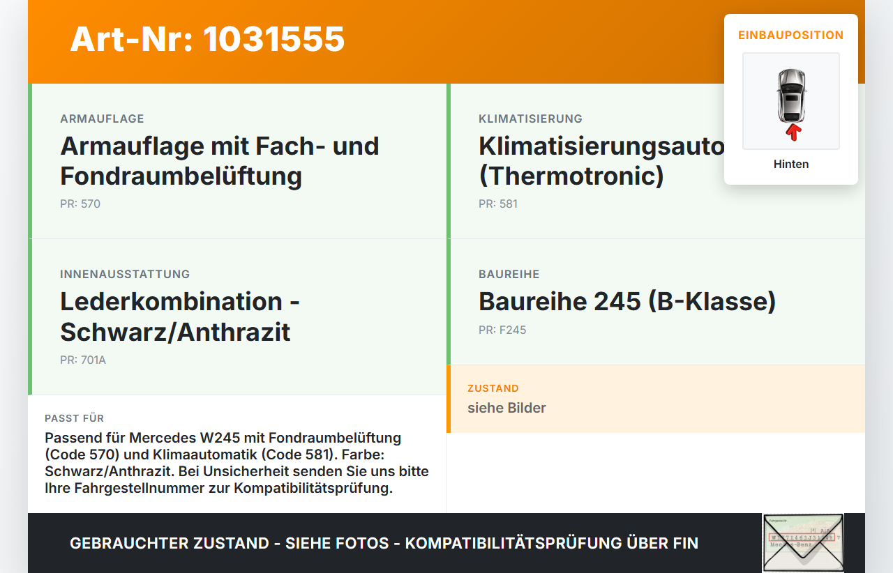 Mercedes W245 B200 05-08 Luftdusche Luftdüse Mitte Hinten Mercedes W245 B200 05-08 27.09.2007 A1698300654 gebraucht Vorschau 3