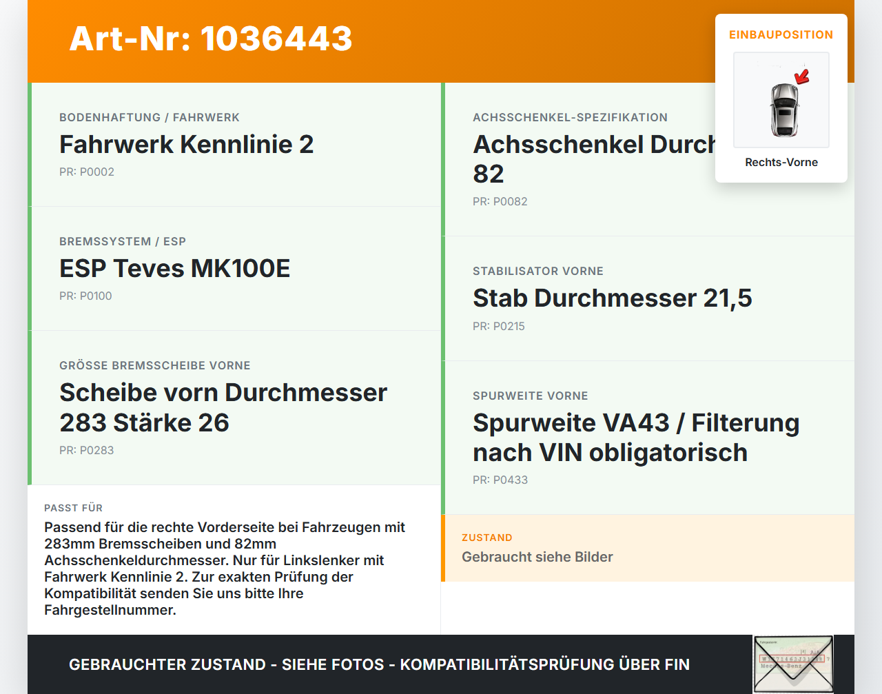 Peugeot 2008 CU 16-19 1,2 81KW Achsschenkel Radnabe Rechts Vorne Peugeot 2008 CU 16-19 30.08.2017 364790 gebraucht Vorschau 3