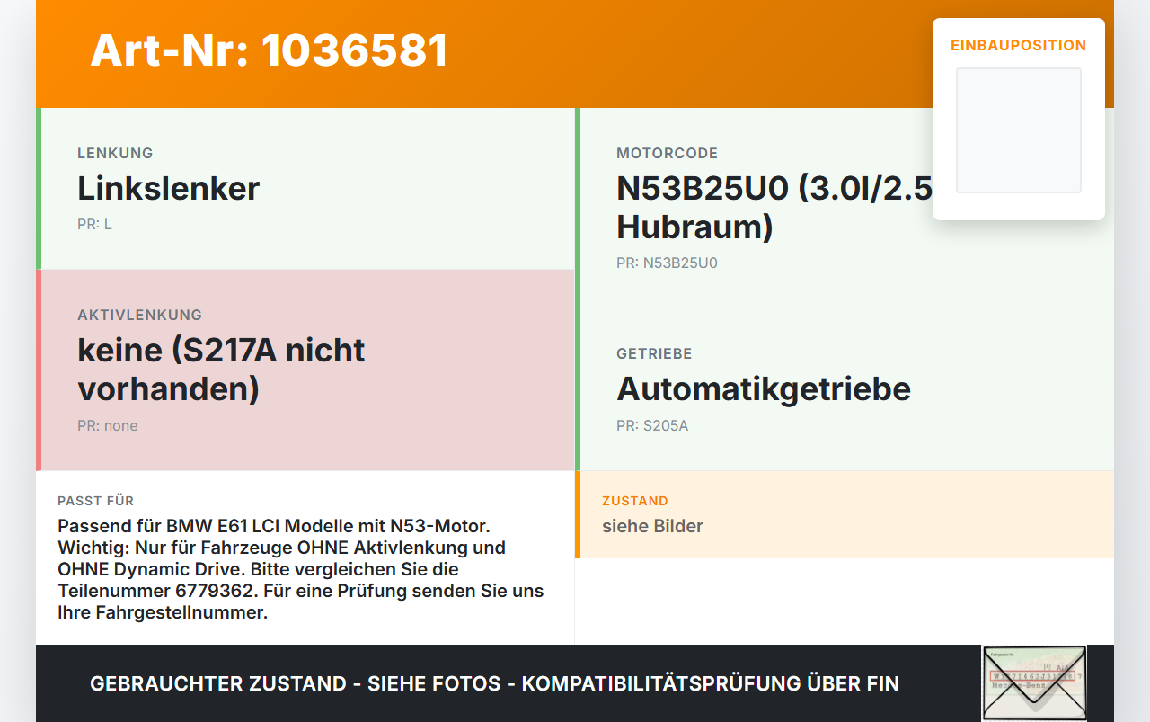 BMW 5er E61 LCI 07-10 3,0 200KW Servopumpe Hydraulikpumpe für Lenkung BMW 5er E61 LCI 07-10 30.06.2009 6779362... Vorschau 3