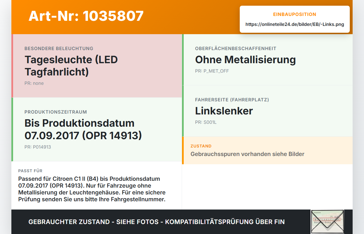 Citroen C1 II 14-18 LED Tagfahrlicht Tagfahrleuchte Links orig. Citroen C1 II 14-18 01.01.2018 9677409380 89208646... Vorschau 3