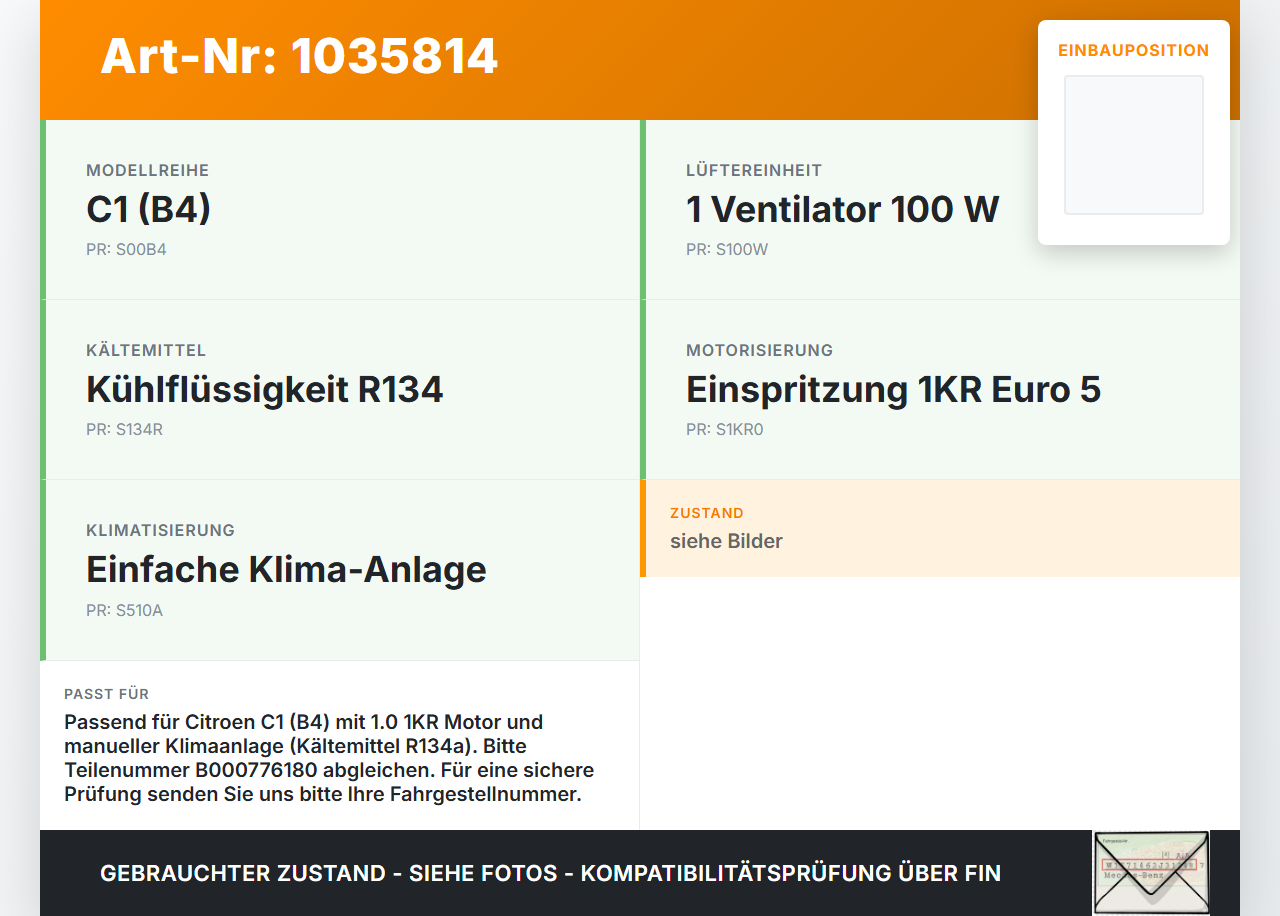 Citroen C1 II 14-18 1,0 53KW Klimakompressor Klima Kompressor Citroen C1 II 14-18 01.01.2018 88310-YV010-B... Vorschau 3
