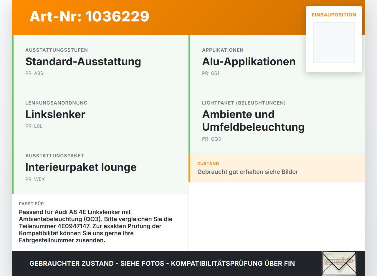 Audi A8 4E 05-08 Schalter Tachobeleuchtung Dimmer Audi A8 4E 05-08 17.05.2006 4E0947147 gebraucht Vorschau 3