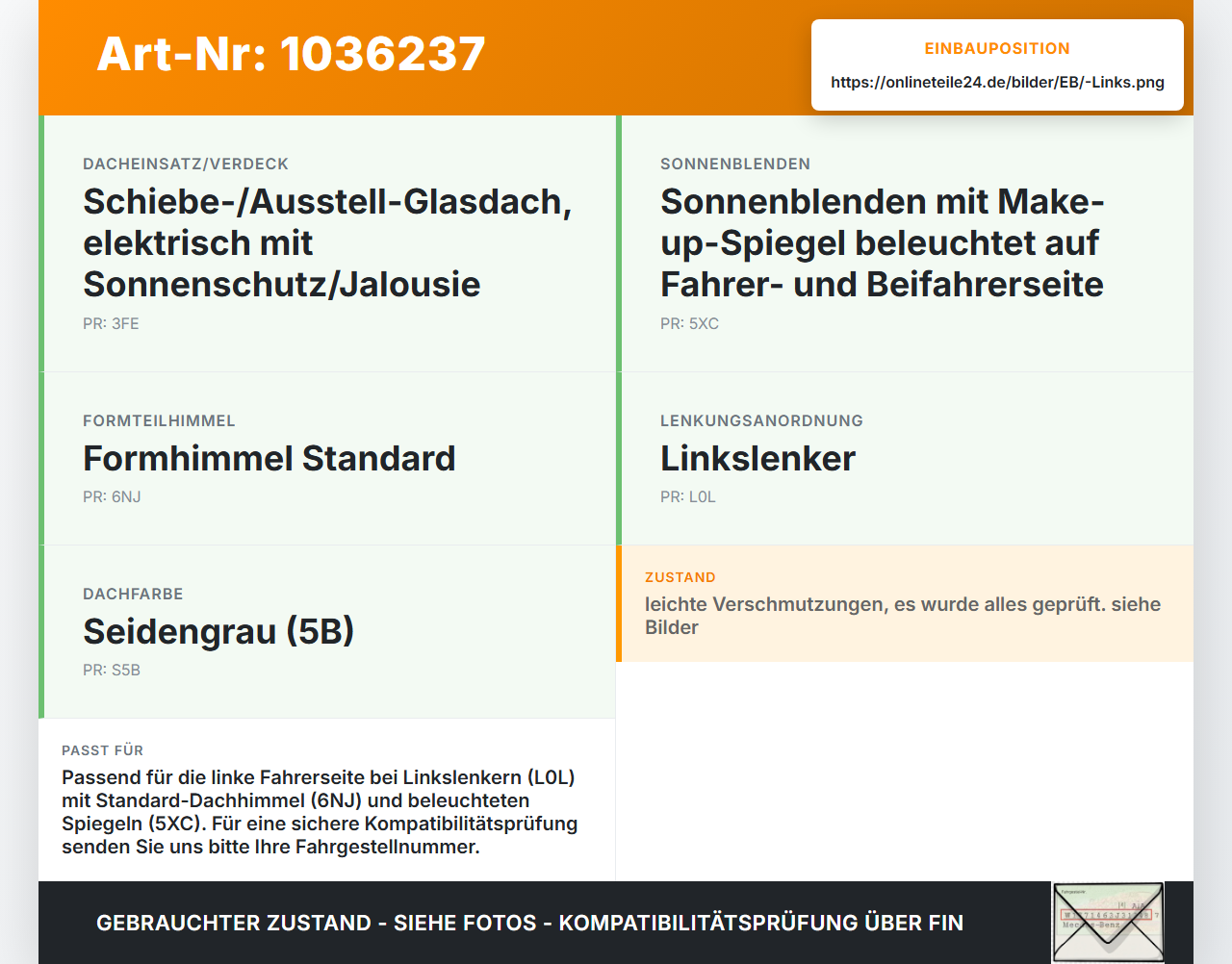 Audi A8 4E 05-08 Sonnenblende Links für Fahrer Audi A8 4E 05-08 17.05.2006 4E0857551K gebraucht Vorschau 3