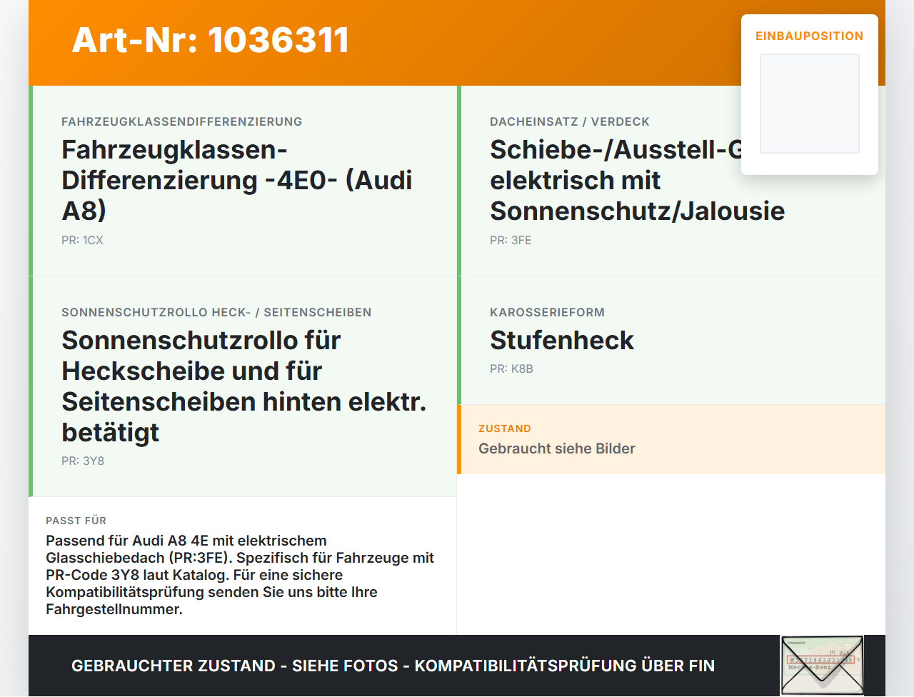 Audi A8 4E 05-08 Schiebedachmotor Stellmotor f. Schiebedach Webasto Orig. u. Steuergerät Audi A8 4E 05-08... Vorschau 3