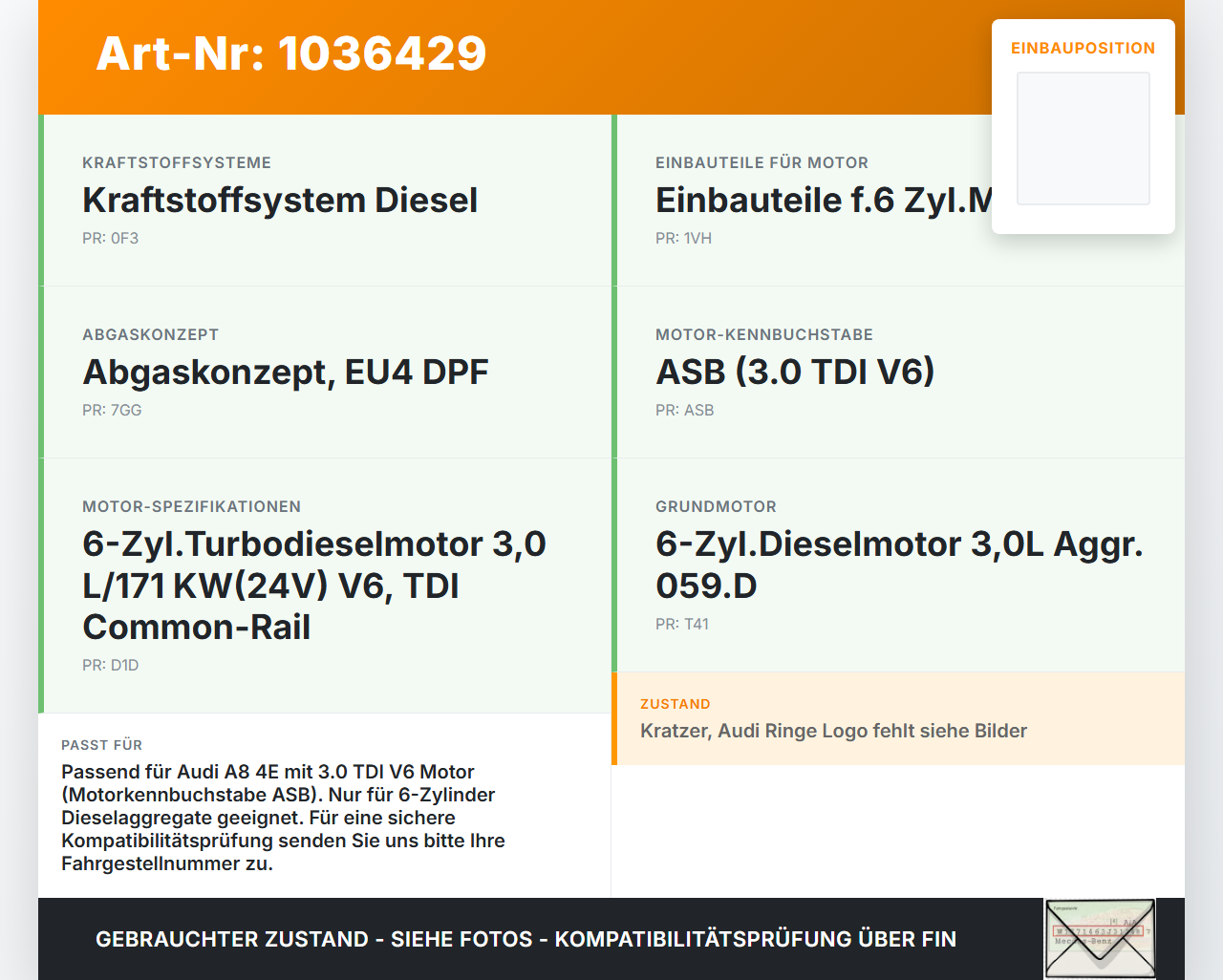Audi A8 4E 05-08 TDI 3,0 155KW ASB Motorabdeckung Abdeckung Motor 3.0 TDI V6 Audi A8 4E 05-08 17.05.2006... Vorschau 3