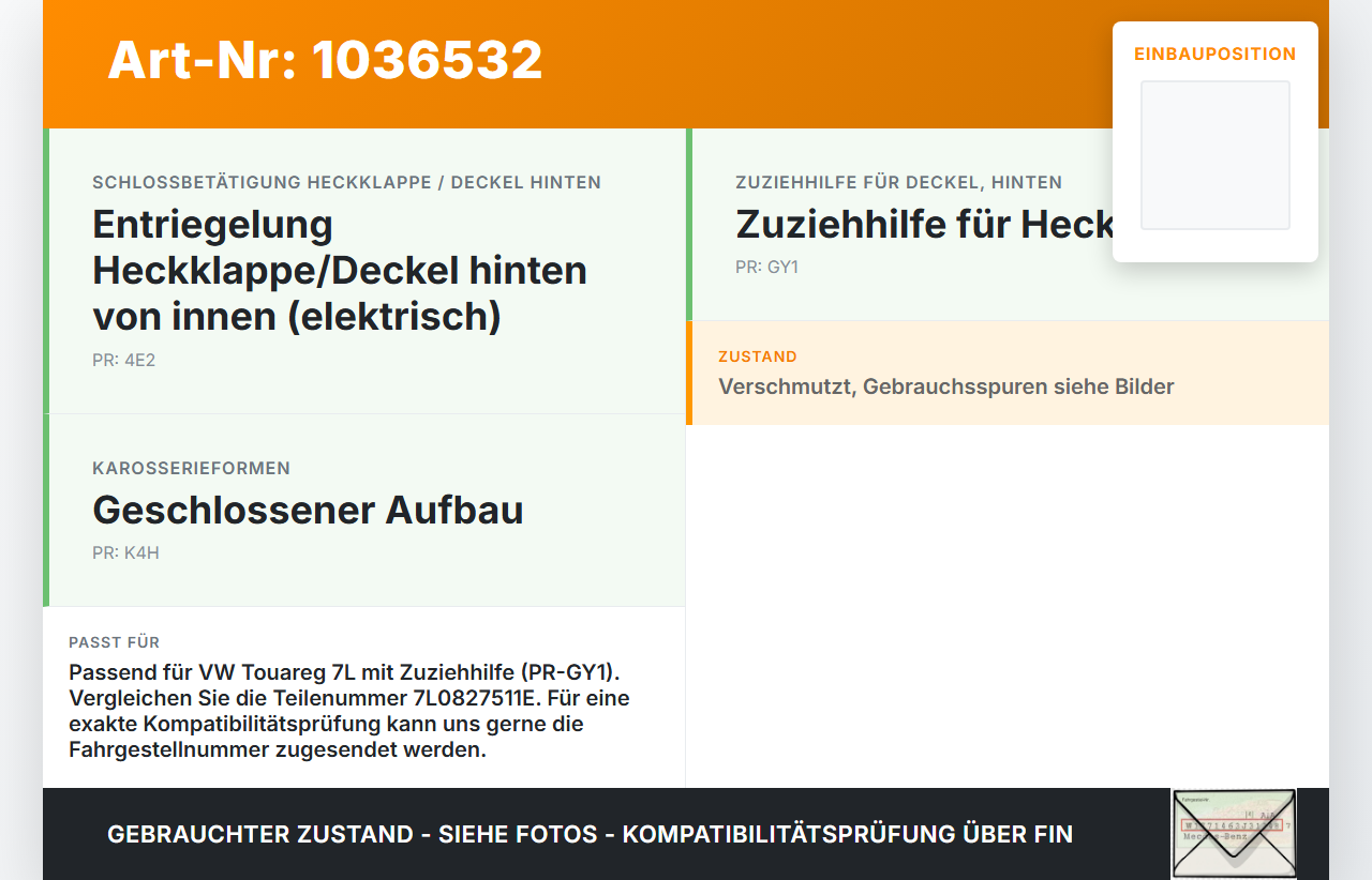 VW Touareg 7L 06-10 Antrieb Zuziehhilfe Stellmotor für Heckklappe VW Touareg 7L 06-10 18.05.2007 7L0827511E... Vorschau 3