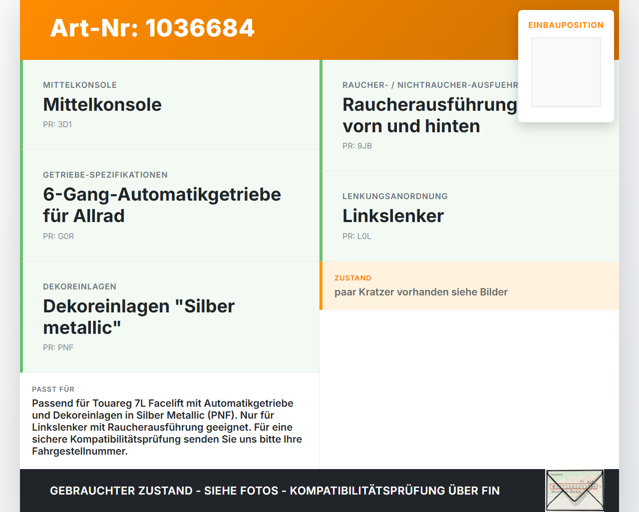 VW Touareg 7L 06-10 Blende Einbaurahmen VW Touareg 7L 06-10 18.05.2007 7L6864251C 7L6863337F gebraucht Vorschau 3