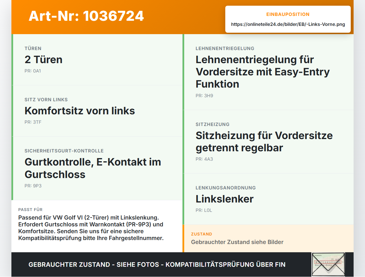 VW Golf VI 5K 08-12 Lim Gurtschloss Links Vorne VW Golf VI 5K 08-12 26.01.2012 1K3857755AG 1K0857755AD gebraucht Vorschau 3