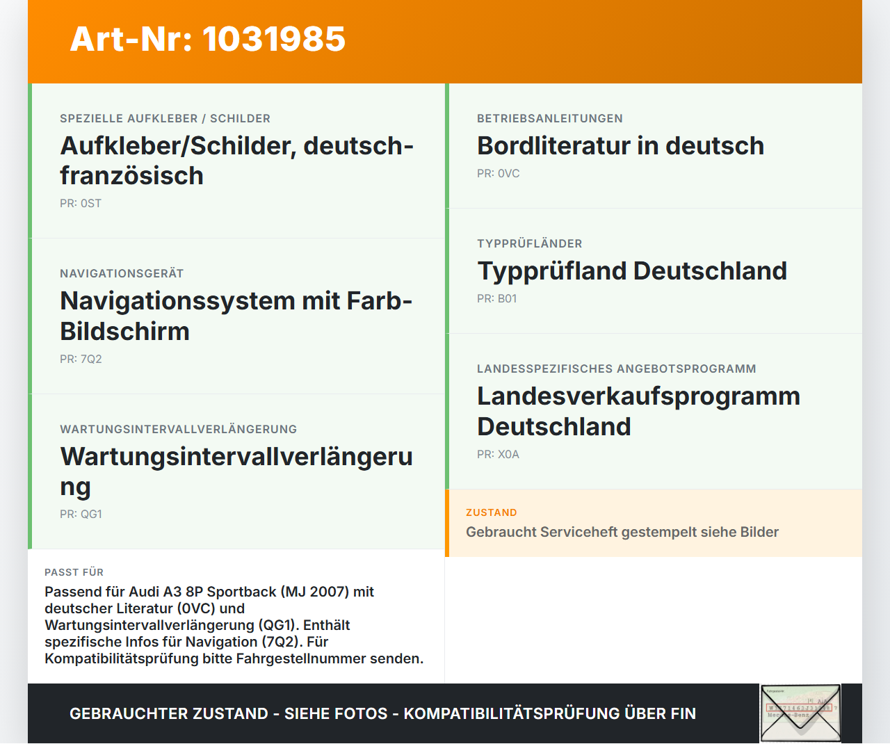 Audi A3 8P 04-08 Serviceheft Betriebsanleitung Anleitung Bordmappe Audi A3 8P 04-08 12.10.2007 gebraucht Vorschau 3