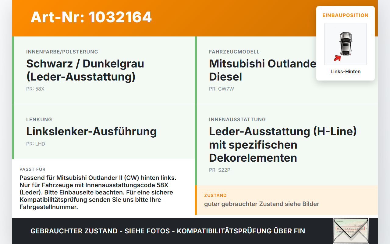 Mitsubishi Outlander CW II 07-10 Türgriff Griffmuschel Griff Innen Links Hinten Mitsubishi Outlander CW II 07-10... Vorschau 3