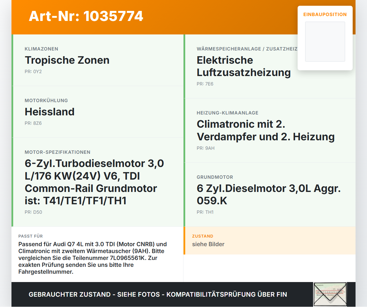 Audi Q7 4L 09-15 TDI 3,0 176KW Umwelzpumpe Heizung Pumpe Audi Q7 4L 09-15 22.10.2012 7L0965561K 1.24.020.502.00... Vorschau 3