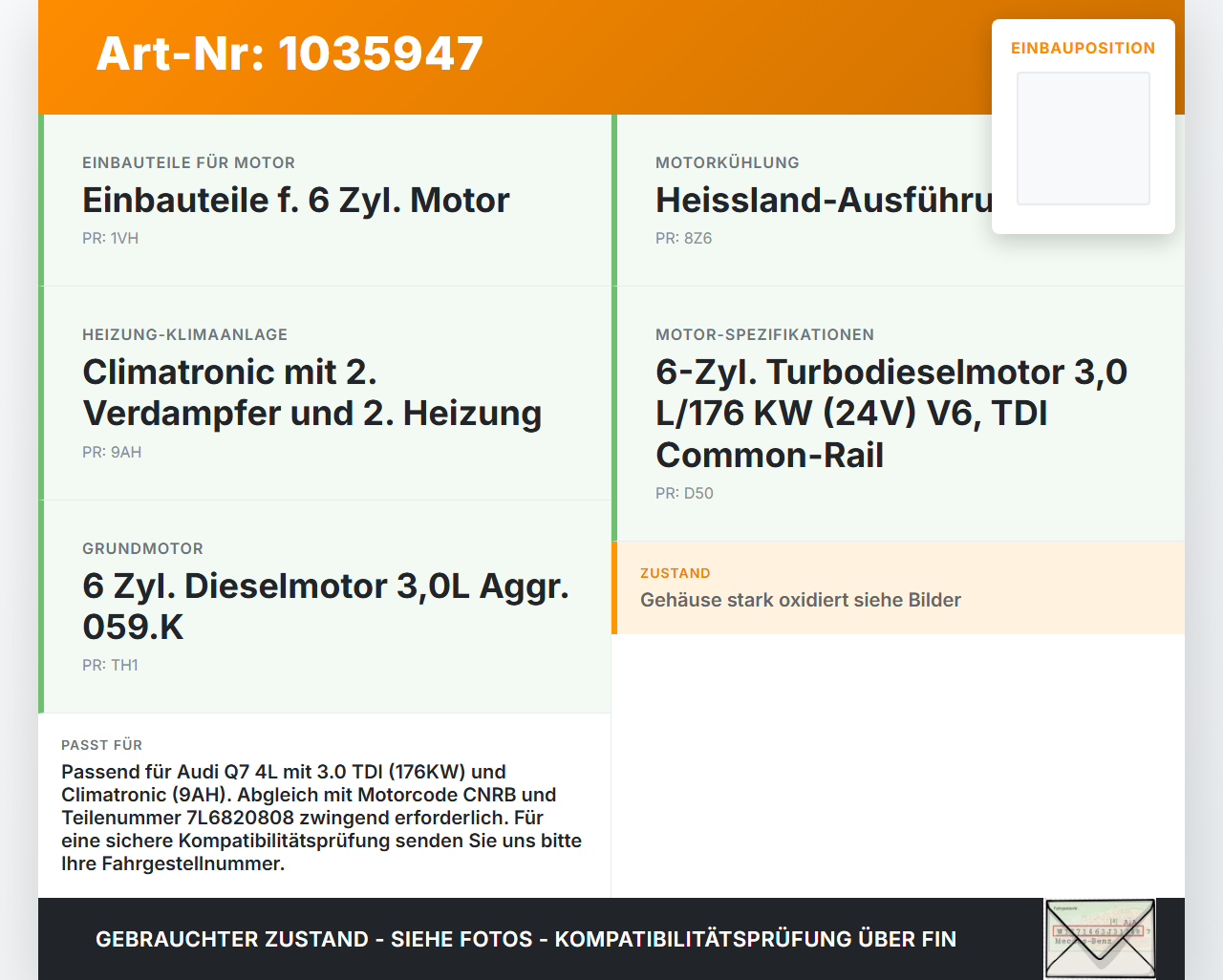Audi Q7 4L 09-15 TDI 3,0 176KW Klimakompressor Klima Kompressor Audi Q7 4L 09-15 22.10.2012 7L6820808 447150-2453... Vorschau 3