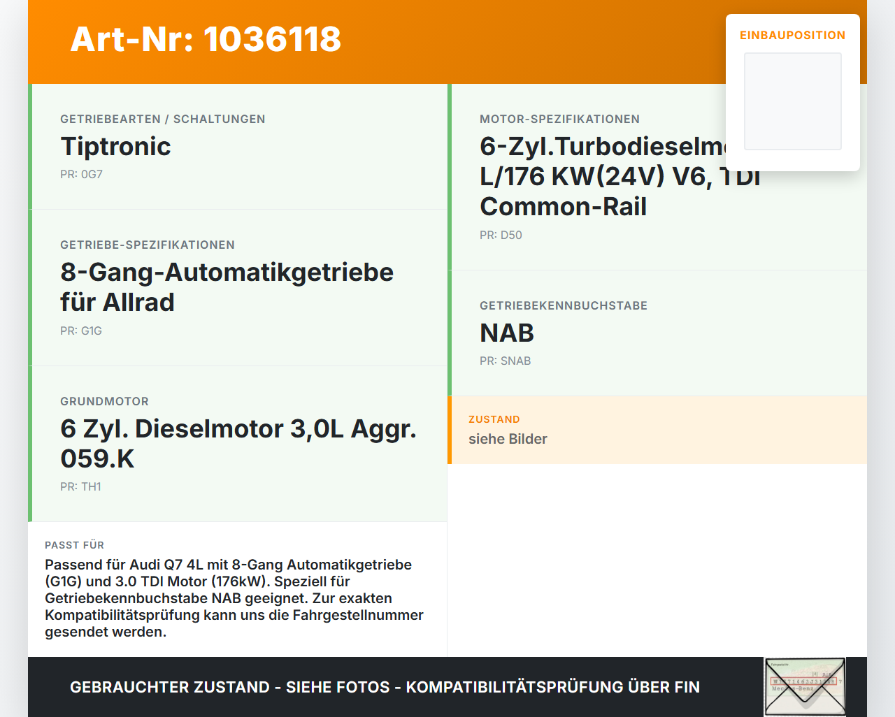 Audi Q7 4L 09-15 TDI 3,0 176KW Autom Wandler Drehmomentwandler für Getriebe Audi Q7 4L 09-15 22.10.2012 0C8323571H... Vorschau 3