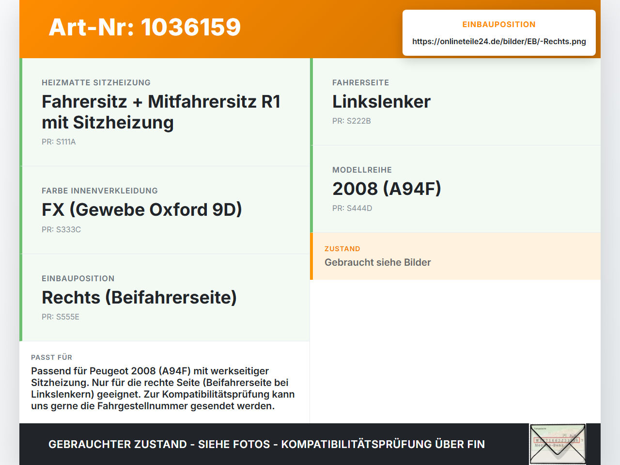 Peugeot 2008 CU 16-19 Schalter Regler für Sitzheizung Rechts Peugeot 2008 CU 16-19 30.08.2017 8906XK gebraucht Vorschau 3