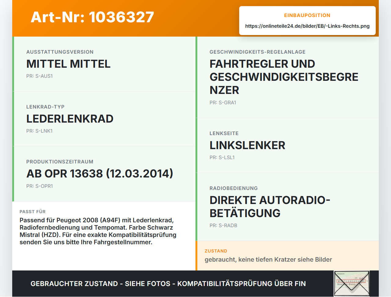 Peugeot 2008 CU 16-19 Lenkradschalter Multifunktionstasten Schalter für Lenkrad Links u. Rechts Peugeot 2008 CU... Vorschau 3
