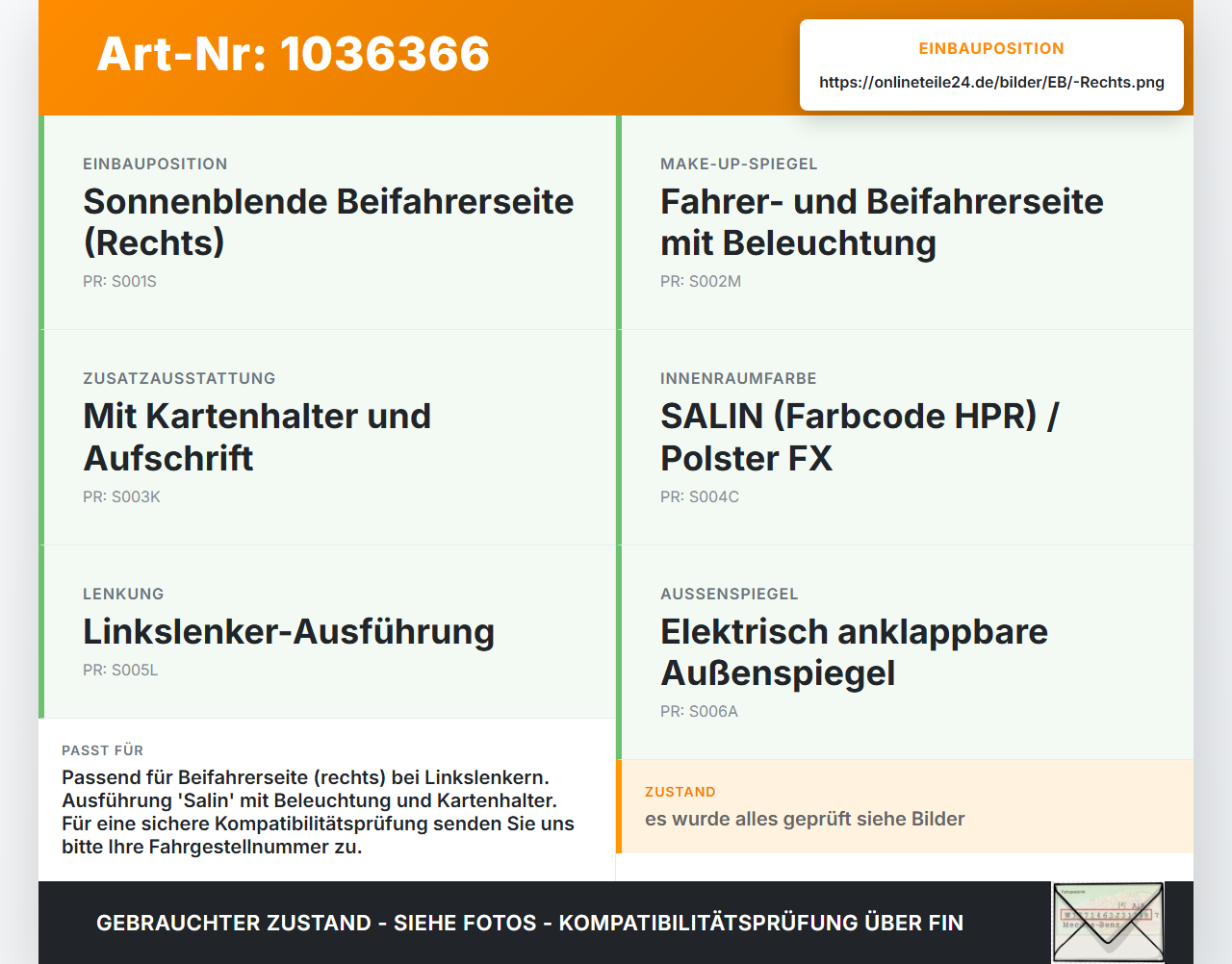 Peugeot 2008 CU 16-19 Sonnenblende Rechts für Beifahrer Peugeot 2008 CU 16-19 30.08.2017 16126010PR gebraucht Vorschau 3