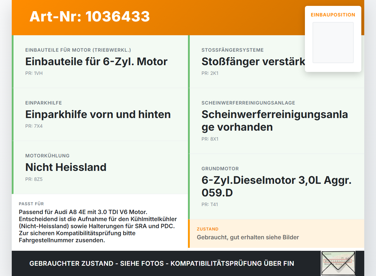 Audi A8 4E 05-08 TDI 3,0 155KW Schlossträger Frontmaske Träger Audi A8 4E 05-08 17.05.2006 4E0805594C gebraucht Vorschau 3