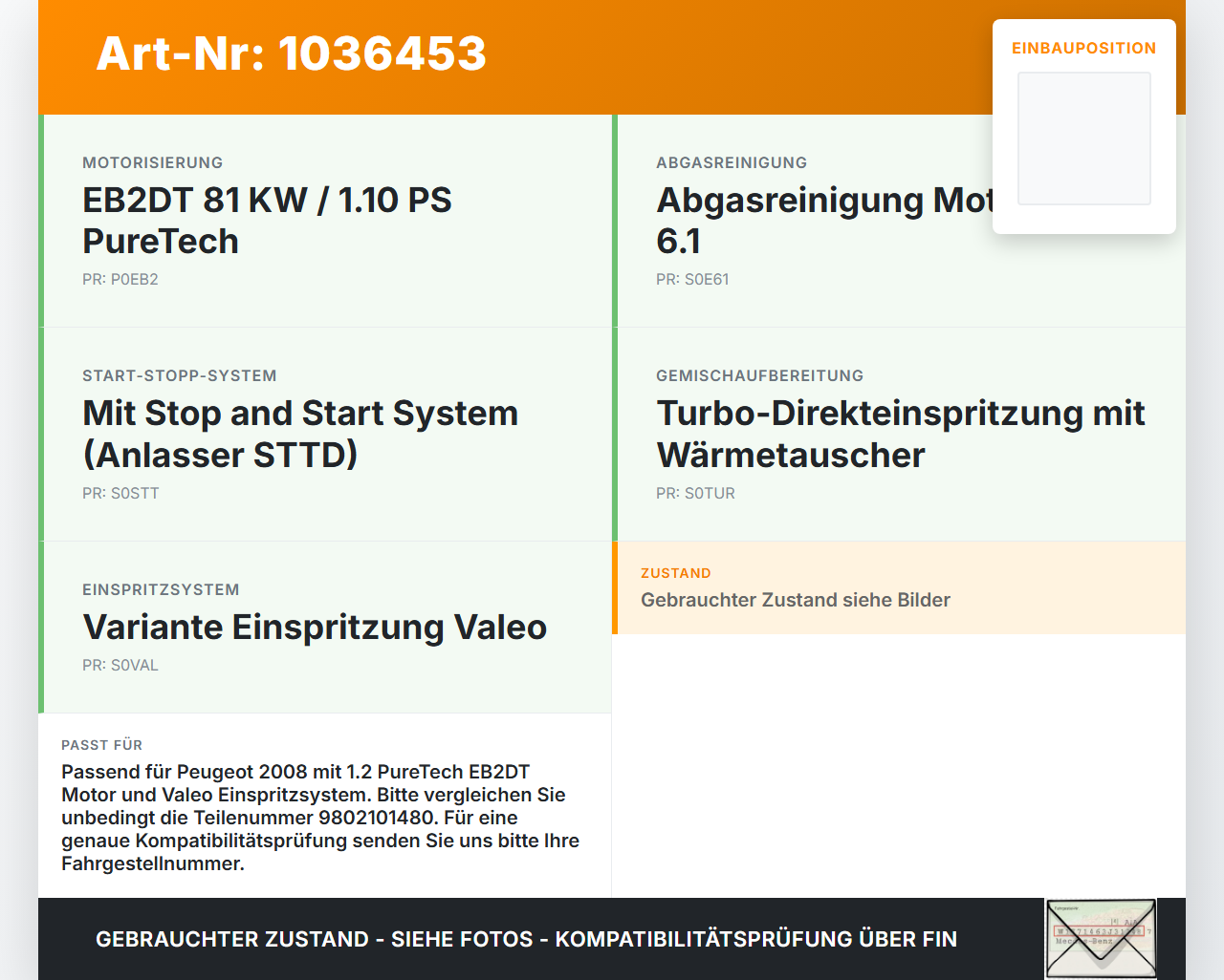 Peugeot 2008 CU 16-19 1,2 81KW EB2DT Ansaugbrücke Ansaugkrümmer Peugeot 2008 CU 16-19 30.08.2017 9802101480... Vorschau 3