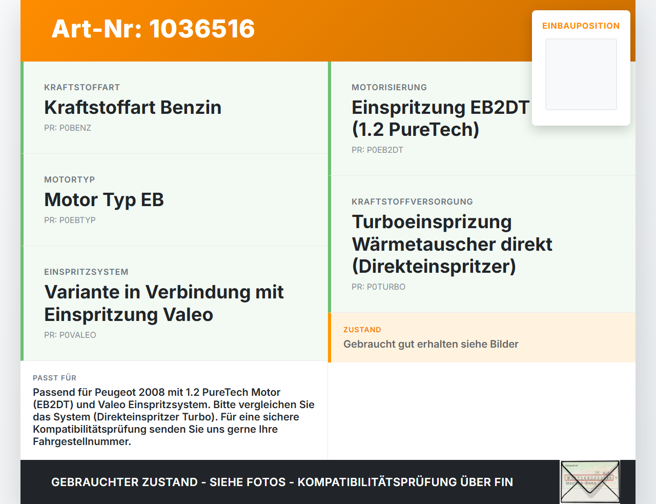 Peugeot 2008 CU 16-19 1,2 81KW Hochdruck Leitung Kraftstoffleitung Peugeot 2008 CU 16-19 30.08.2017 9805116780 gebraucht Vorschau 3