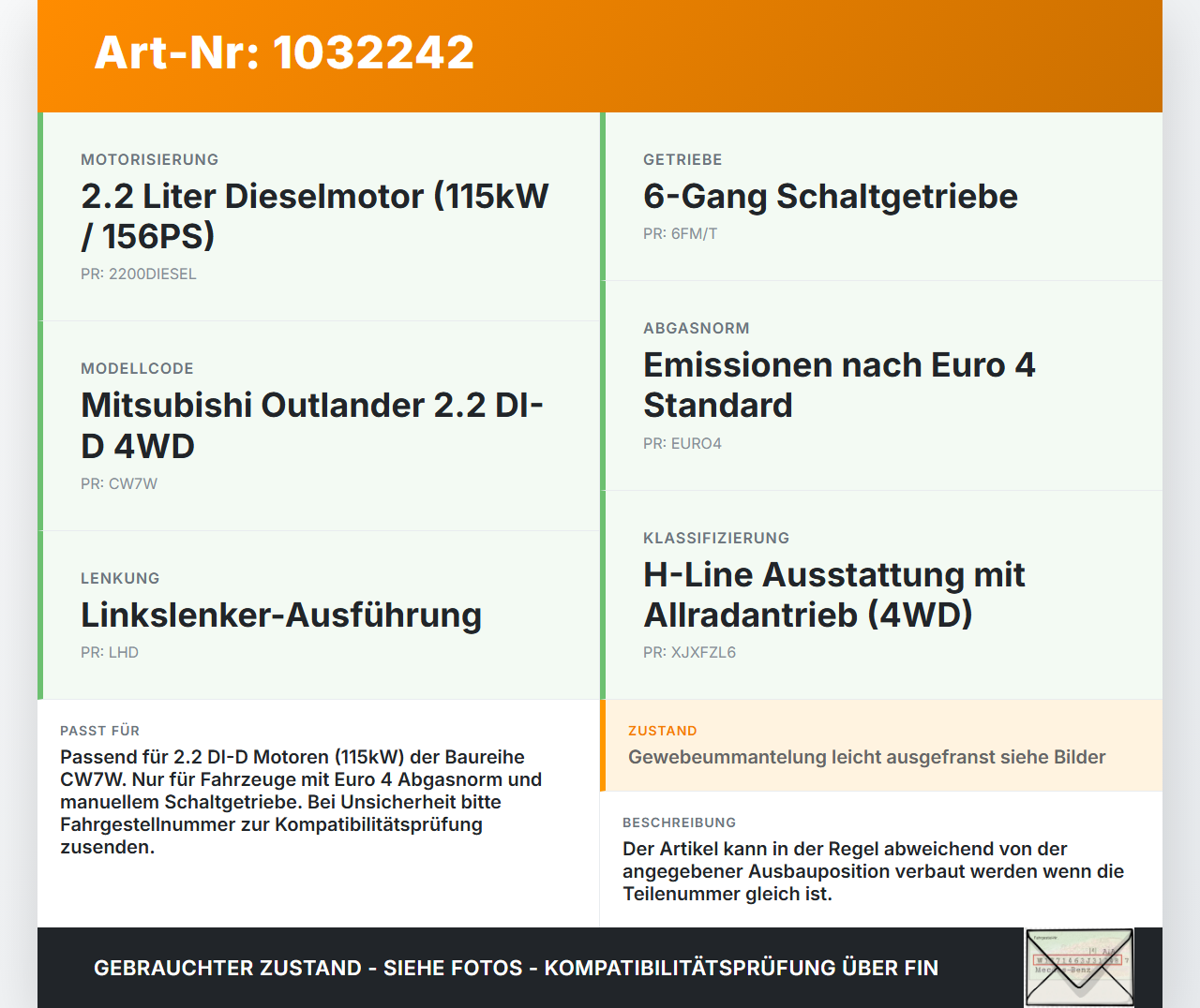 Mitsubishi Outlander CW II 07-10 DI-D 2,2 115KW Ansaugrohr Ladeluftschlauch Luftschlauch Pos.1 Mitsubishi Outlander... Vorschau 3