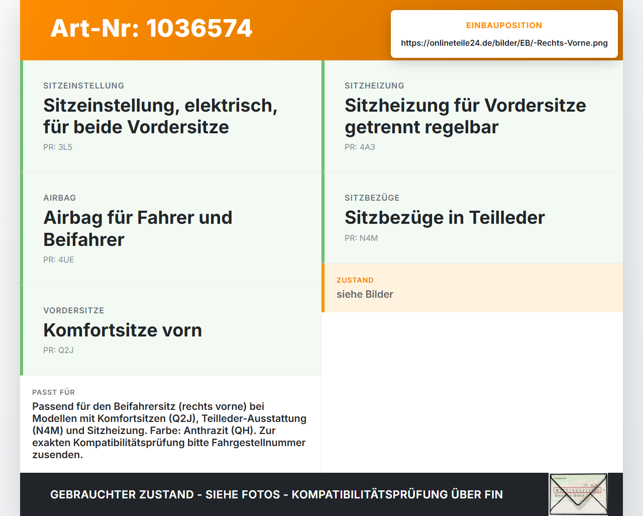 VW Touareg 7L 06-10 Sitzbezug Rückenpolster Rechts Vorne für Beifahrer Sitz VW Touareg 7L 06-10 18.05.2007... Vorschau 3