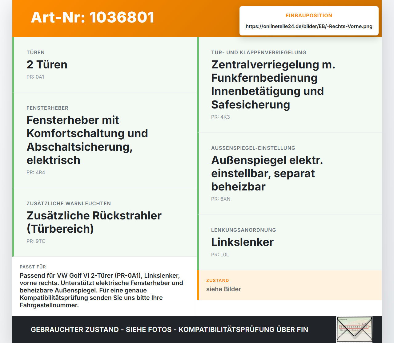 VW Golf VI 5K 08-12 Lim Kabelbaum für Tür und Fensterheber Rechts Vorne VW Golf VI 5K 08-12 26.01.2012 5K3971120BT... Vorschau 3