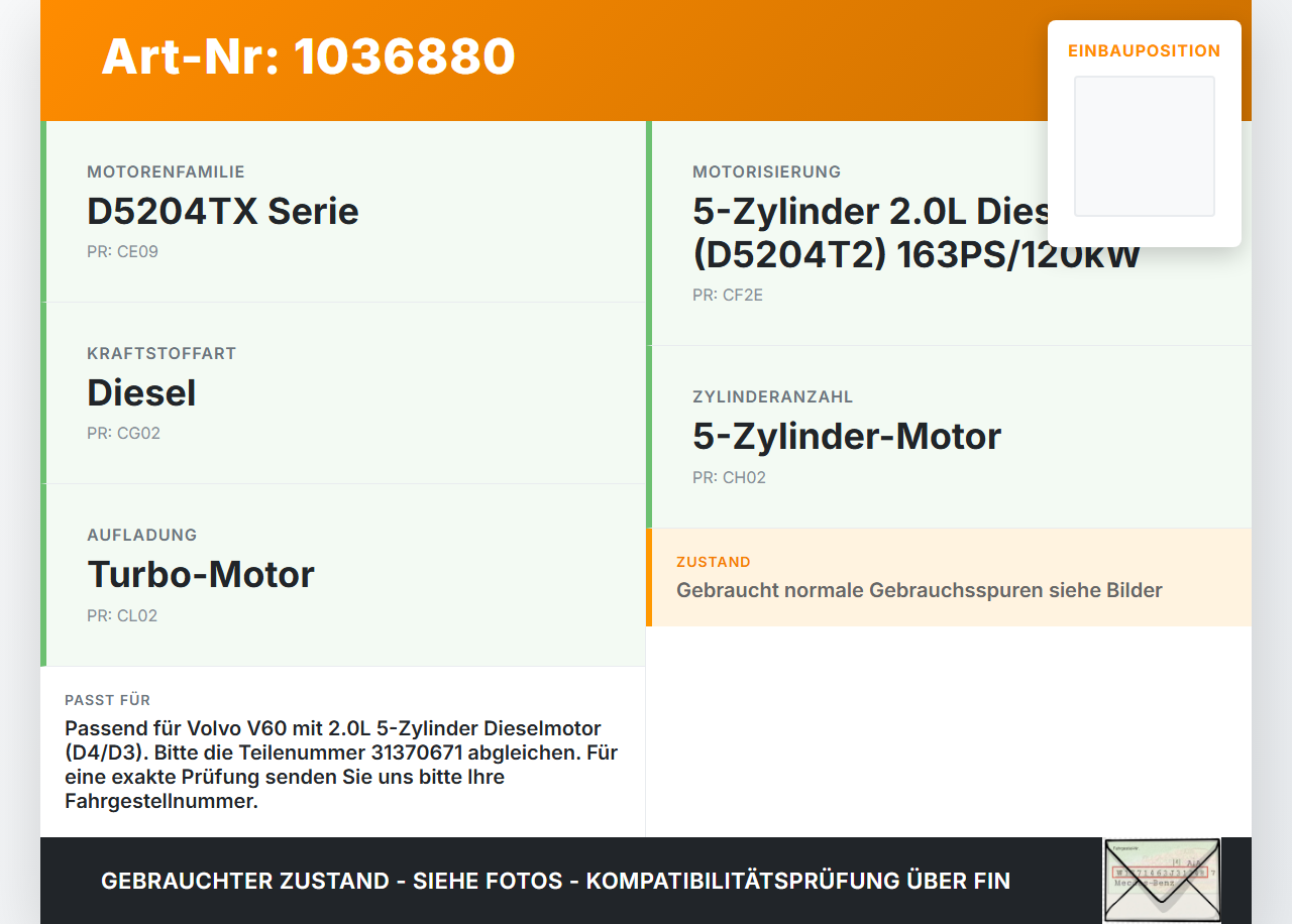Volvo V60 D4 10-13 2,0d 120KW Luftfilterkasten Luftfiltergehäuse Volvo V60 D4 10-13 24.03.2011 31370671 gebraucht Vorschau 3