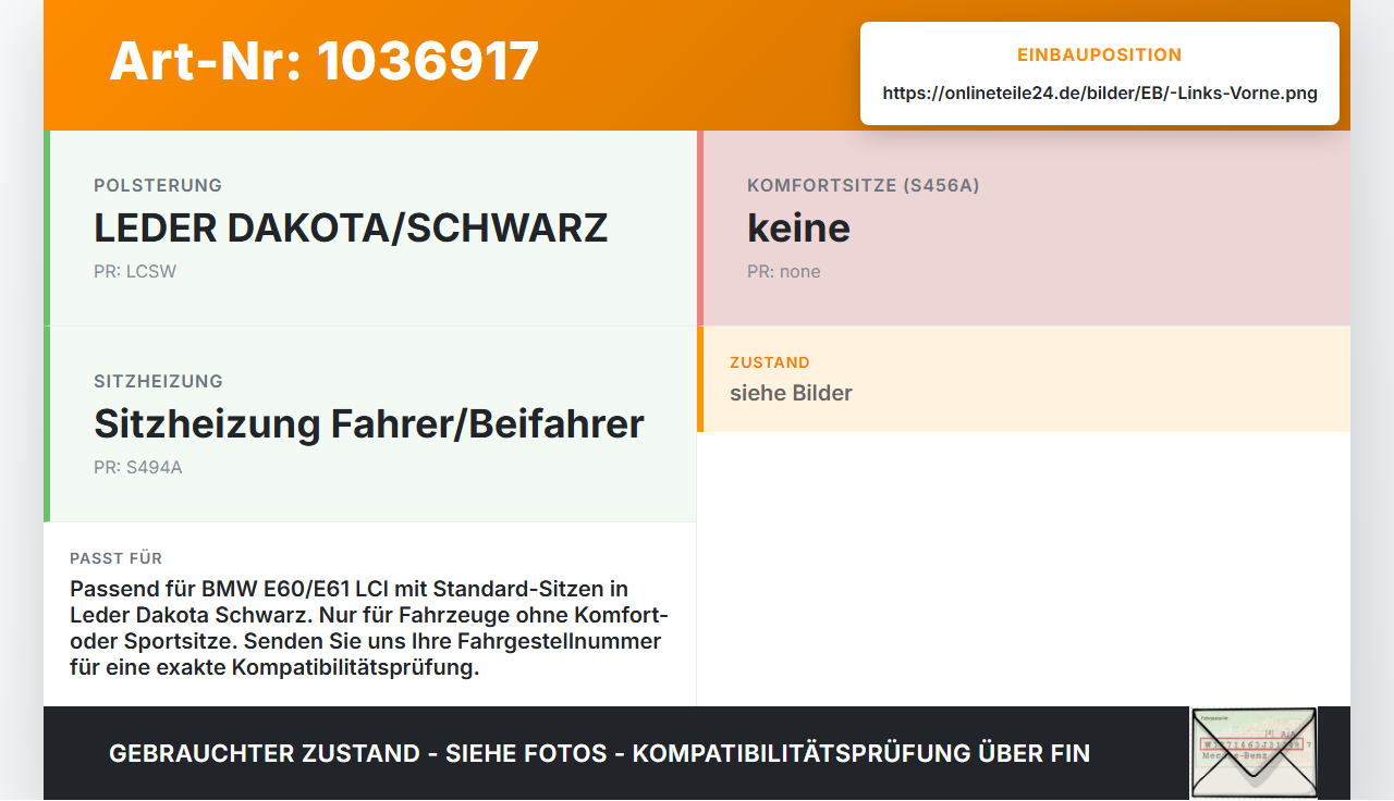 BMW 5er E61 LCI 07-10 Kopfstütze für Fahrer Sitz Links Vorne BMW 5er E61 LCI 07-10 30.06.2009 5210-7238916 7238916... Vorschau 3
