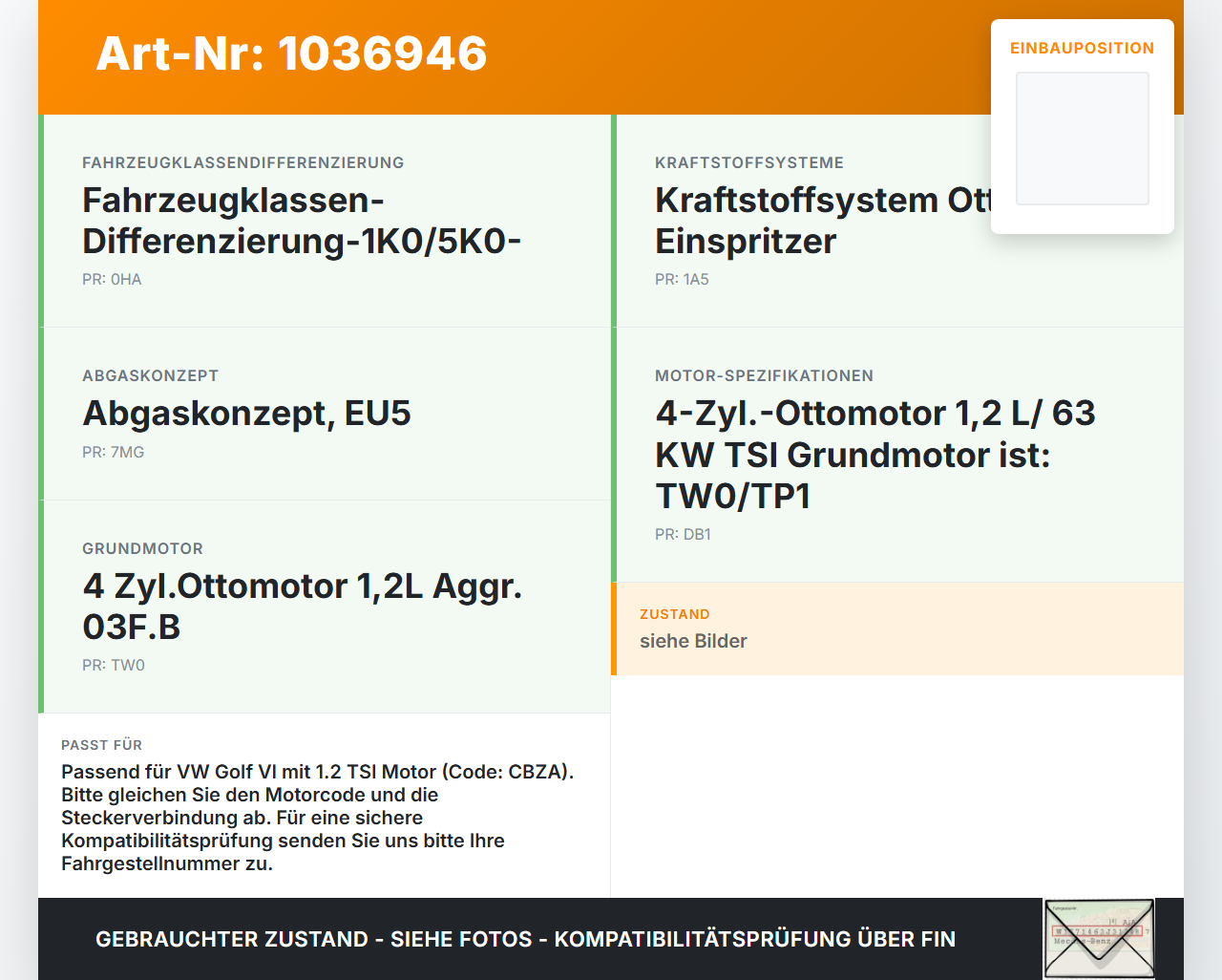 VW Golf VI 5K 08-12 TSI 1,2 63KW Sensor Ladedruck Saugrohrdruck Luftdruck MAP VW Golf VI 5K 08-12 26.01.2012... Vorschau 3