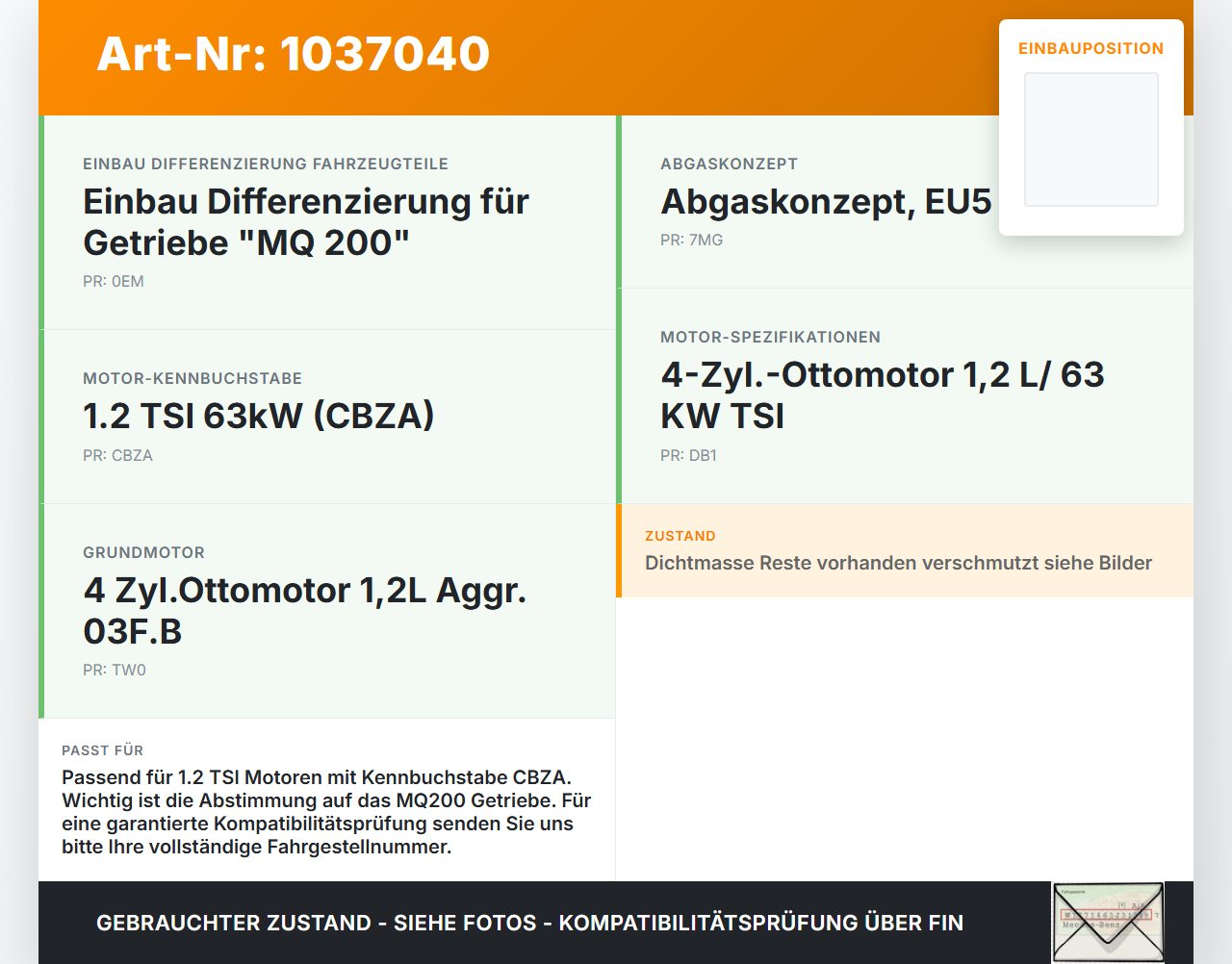 VW Golf VI 5K 08-12 TSI 1,2 63KW Platte für Motor Stirnplatte Gehäuse Motorblock VW Golf VI 5K 08-12 26.01.2012... Vorschau 3
