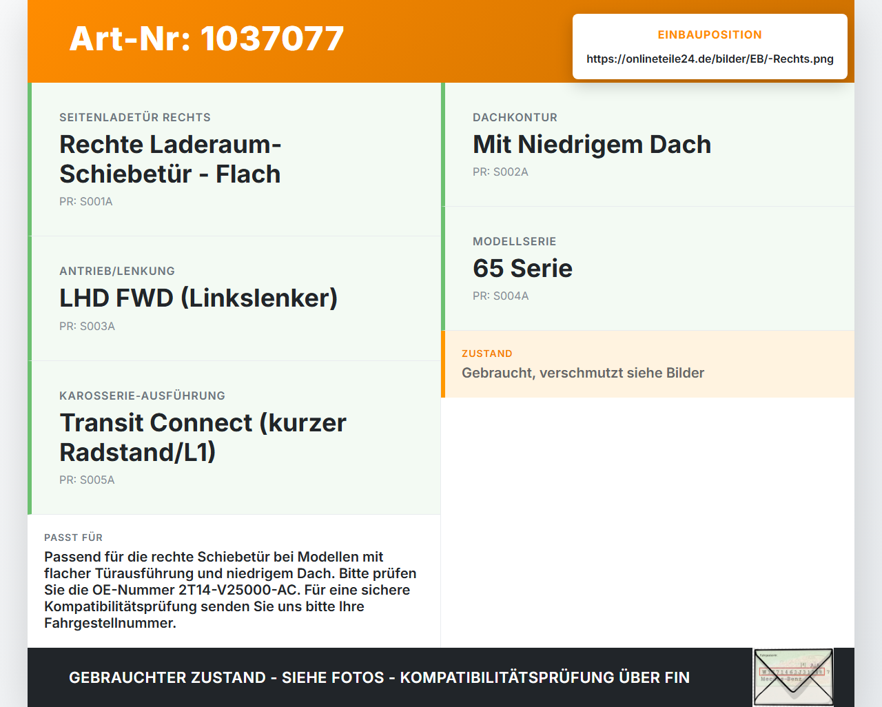 Ford Tourneo Connect 09-13 Führungsrolle für Schiebetür Rechts Ford Tourneo Connect 09-13 26.09.2012 2T14-V25000-AC... Vorschau 3