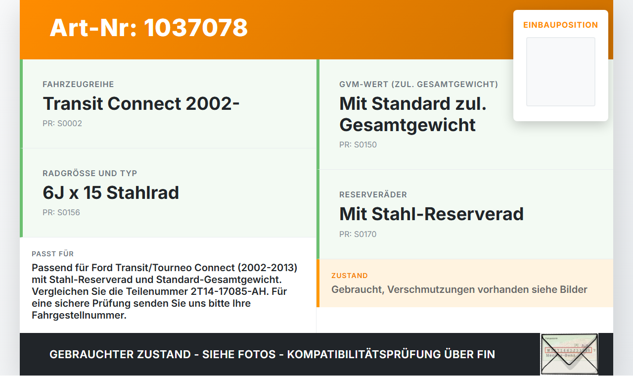 Ford Tourneo Connect 09-13 Wagenheber Ford Tourneo Connect 09-13 26.09.2012 2T14-17085-AH gebraucht Vorschau 3