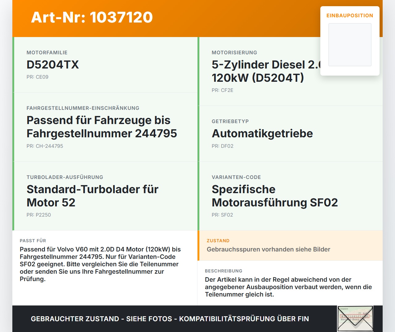 Volvo V60 D4 10-13 2,0d 120KW Ansaugrohr Ladeluftschlauch Luftschlauch Pos.1 Volvo V60 D4 10-13 24.03.2011 30671772... Vorschau 3