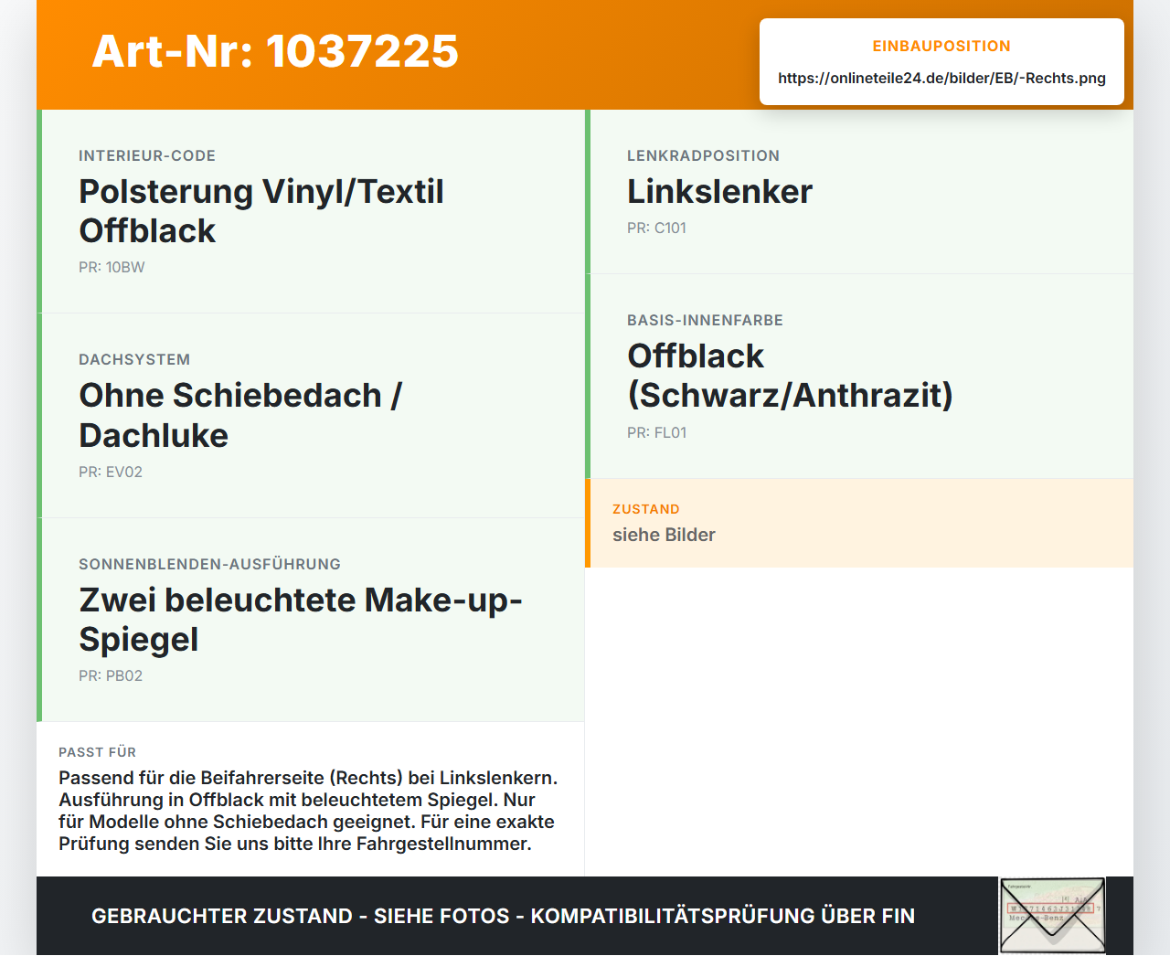 Volvo V60 D4 10-13 Sonnenblende Rechts für Beifahrer Volvo V60 D4 10-13 24.03.2011 39822697 gebraucht Vorschau 3