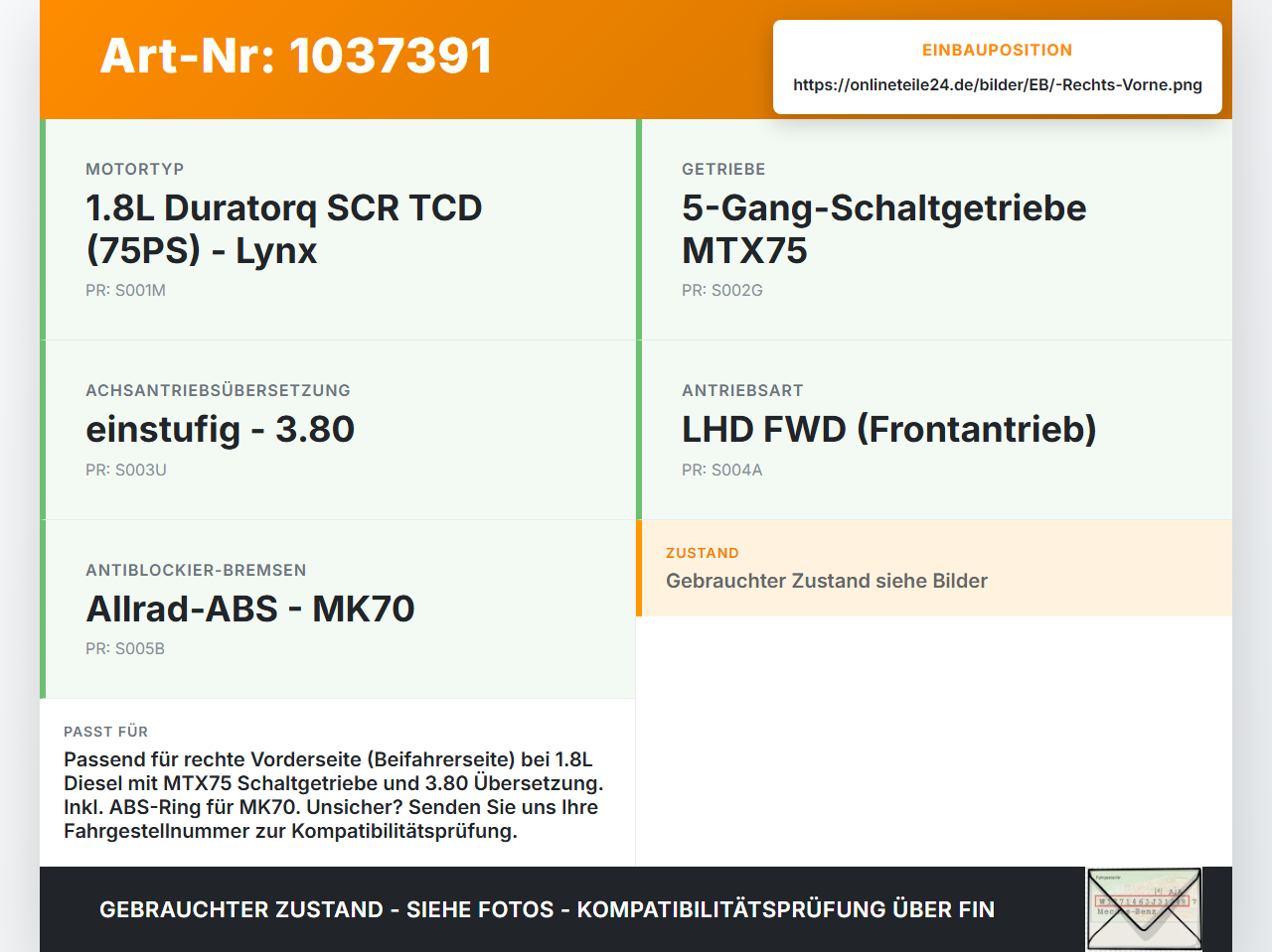 Ford Tourneo Connect 09-13 2,0d 75KW Antriebswelle Gelenkwelle Rechts Vorne Ford Tourneo Connect 09-13 26.09.2012... Vorschau 3
