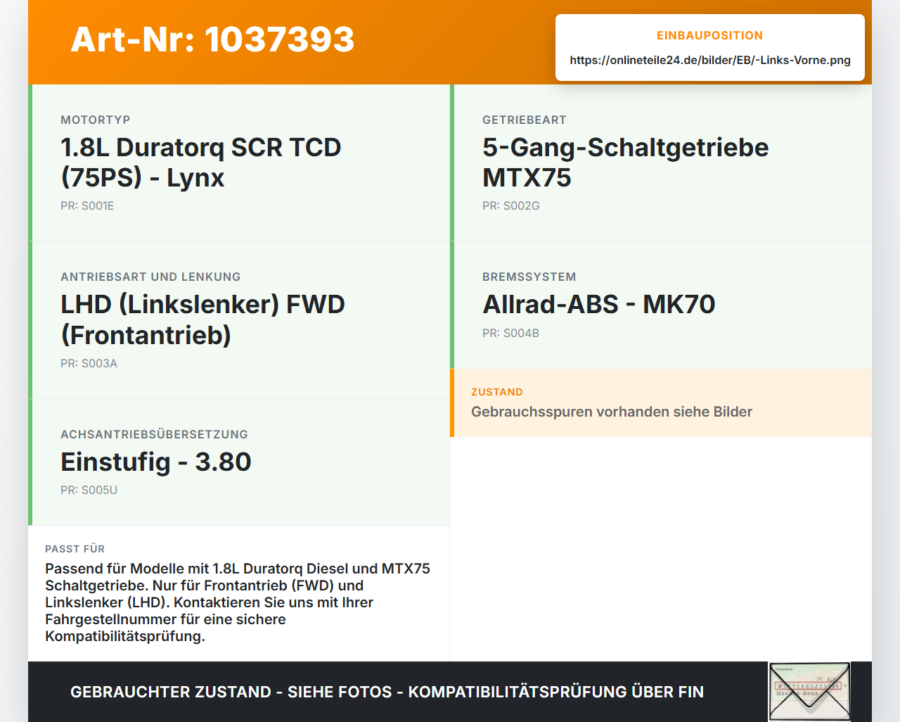 Ford Tourneo Connect 09-13 2,0d 75KW Antriebswelle Gelenkwelle Links Vorne Ford Tourneo Connect 09-13 26.09.2012... Vorschau 3