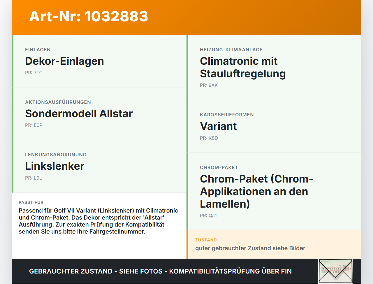 VW Golf VII 7 Variant 13-17 Luftdusche Luftdüse Mitte VW Golf VII 7 Variant 13-17 09.05.2016 gebraucht Vorschau 3