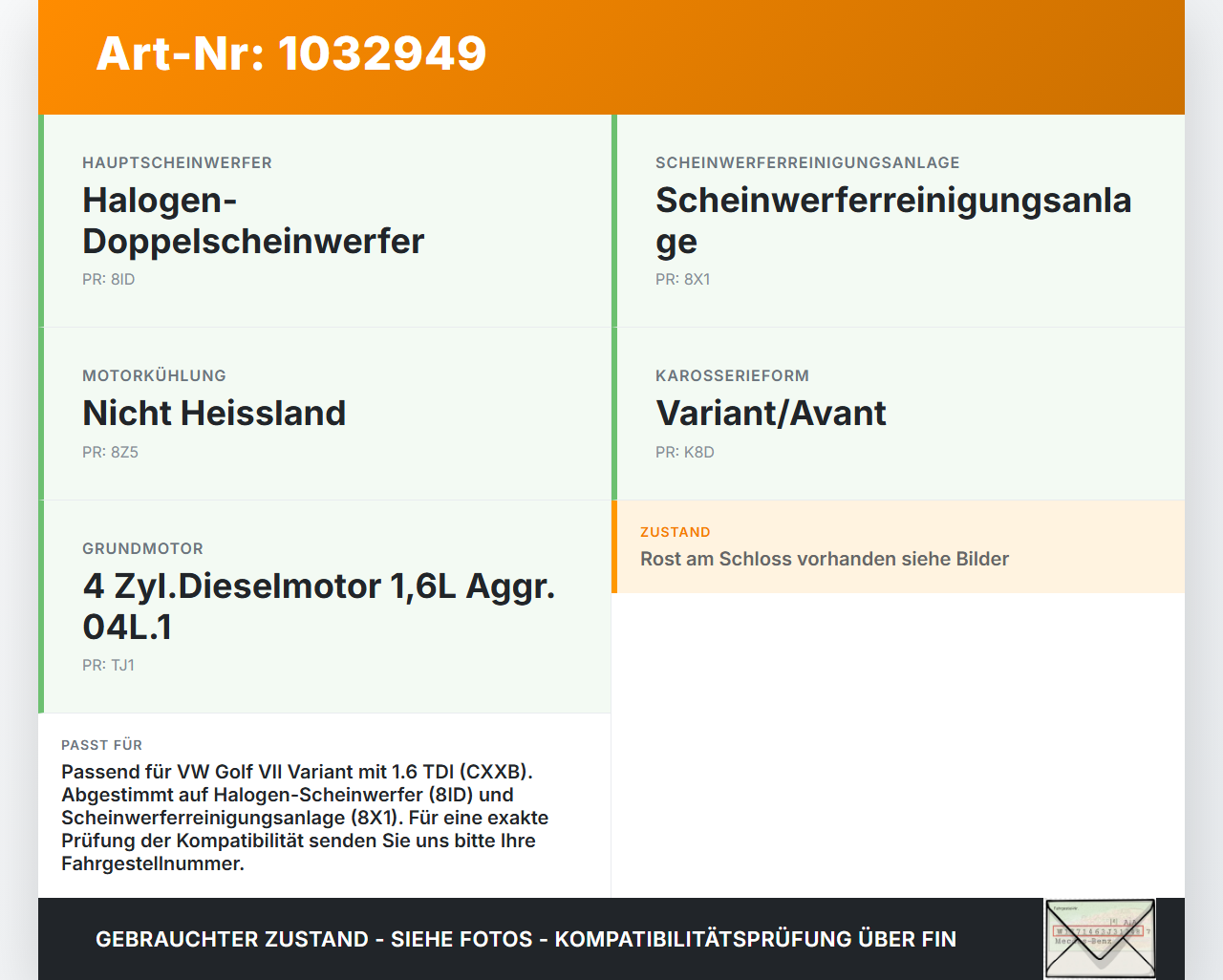 VW Golf VII 7 Variant 13-17 TDI 1,6 81KW Schlossträger Frontmaske Träger VW Golf VII 7 Variant 13-17 09.05.2016... Vorschau 3