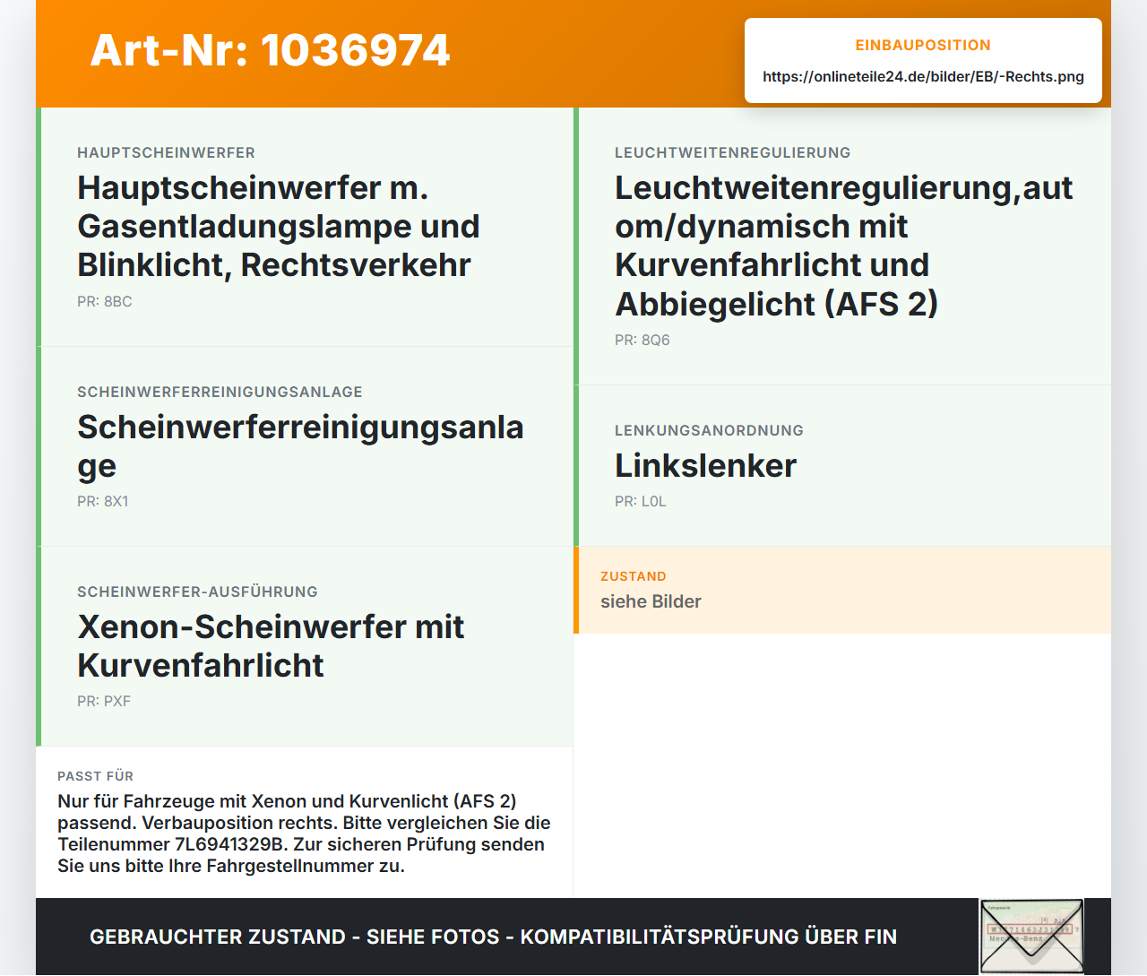 VW Touareg 7L 06-10 AFS Leistungsmodul Kurvenlicht Steuergerät Rechts VW Touareg 7L 06-10 18.05.2007 7L6941329B... Vorschau 3