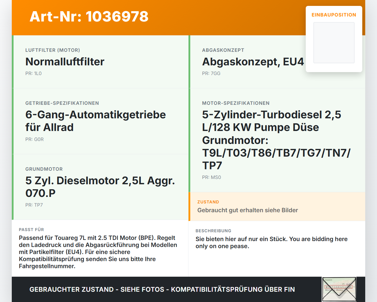 VW Touareg 7L 06-10 TDI 2,5 120KW Ladedruckbegrenzungsventil Magnetventil VW Touareg 7L 06-10 18.05.2007 1K0906627E... Vorschau 3