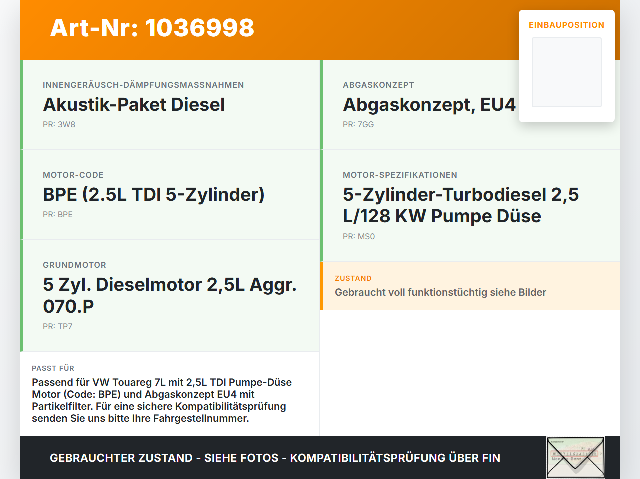 VW Touareg 7L 06-10 TDI 2,5 120KW BPE Abgasrückführventil EGR AGR Ventil VW Touareg 7L 06-10 18.05.2007 076131501B... Vorschau 3