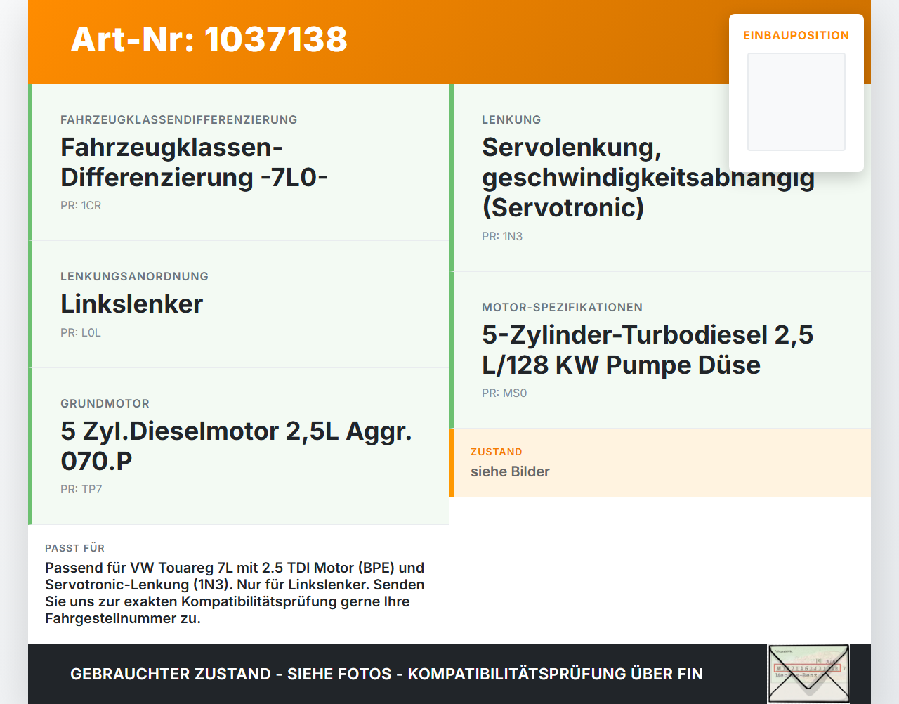 VW Touareg 7L 06-10 TDI 2,5 120KW Servopumpe Hydraulikpumpe für Lenkung VW Touareg 7L 06-10 18.05.2007 7L6422153G... Vorschau 3